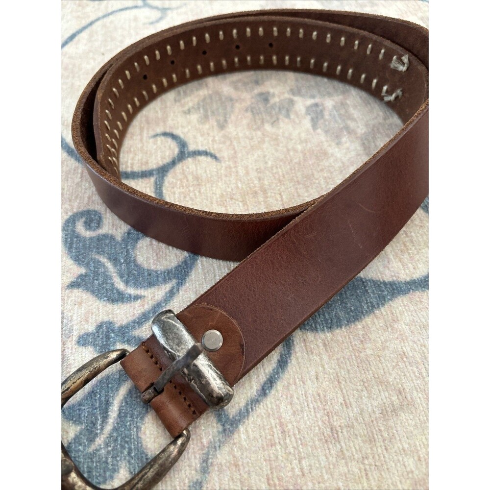 Italian vintage cowhide leather embroidered belt 40
